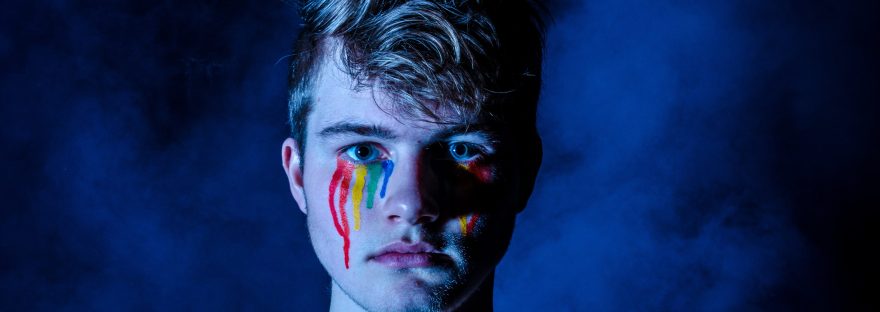 man makeup tears rainbow social media